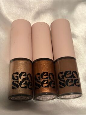 Gen See Mixed Media Liquid Eyeshadow Trio Set (Plush, First Light, Bronze)